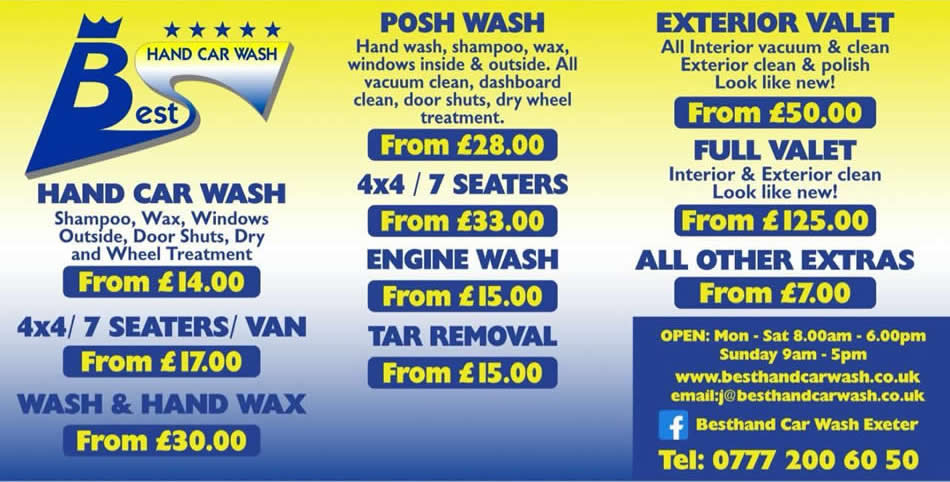 Exeter Car Wash Prices